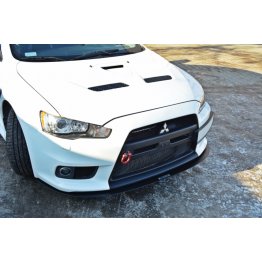 Накладка сплиттер на передний бампер вариант 3 на Mitsubishi Lancer X Evo